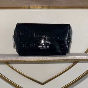 Kate Spade Glossy Black Embossed Pouch